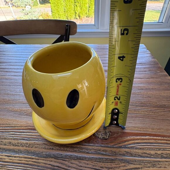 Mccoy 0386 Rare Vintage 1970’s Bright Yellow Smiley Ceramic Planter - Picture 13 of 15